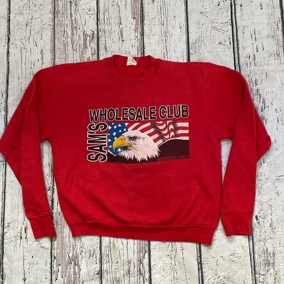Vintage 90s Sam's Wholesale Club Red 1990s Crewneck Jumper Sweatshirt - Picture 2 of 7
